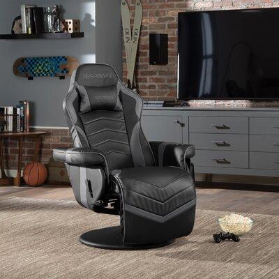 RESPAWN 900 Gaming Recliner - Reclining Gaming Chair w/ Footrest, Gaming Chair Recliner Faux Leather in Gray/Black | 45 H x 31 W x 35 D in | Wayfair