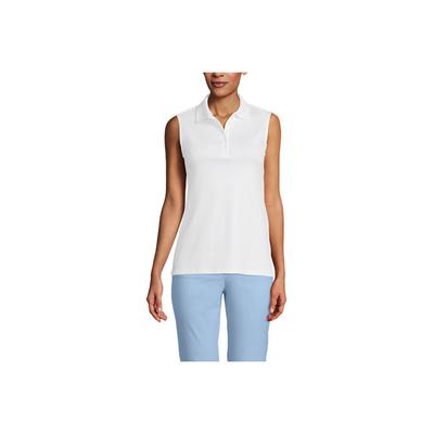 Women's Sleeveless Supima Cotton Polo Shirt - Lands' End - White - XL