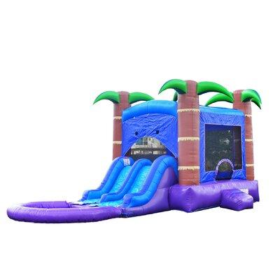 HeroKiddo Enchanted Forest Commercial Grade Bounce House Water Slide (with Blower & Pool) in Blue/Green/Indigo | 144 H x 162 W x 312 D in | Wayfair