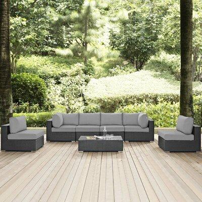 Modway Stopover 7 Piece Outdoor Patio Sectional Set in Gray | Wayfair EEI-1883-CHC-GRY-SET