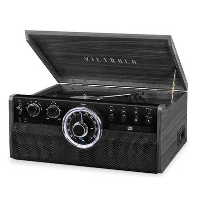 Victrola 6-in-1 Wood Empire Bluetooth Decorative Record Player w/ 3-Speed Turntable in Gray | 8.7 H x 18.9 W x 15 D in | Wayfair VTA-270B-GRY