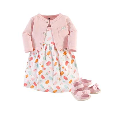 Hudson Baby Dress, Cardigan and Shoes, 3-Piece Set, 0-18 Months - Ice Cream