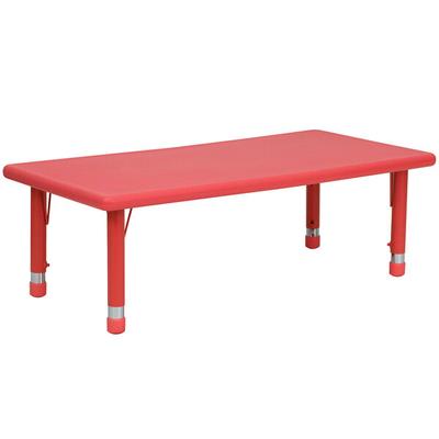 Flash Furniture Wren 14 1 2 -23 3 4  Adjustable Height Rectangular Red Plastic Classroom Activity Table
