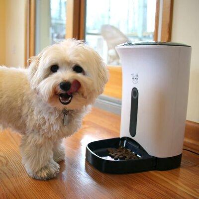 Arf Pets Pet Food Dispenser Automatic Feeder Plastic in Black/White, Size 11.0 H x 9.0 W x 16.0 D in | Wayfair APAFNEW2