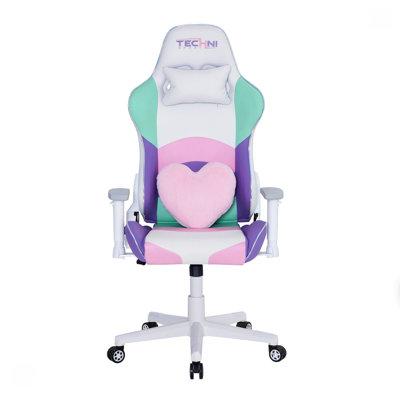 Techni Sport Office PC & Racing Game Chair Upholstered, Nylon in White | 49.5 H x 28.5 W x 26.5 D in | Wayfair RTA-TS42-KWI