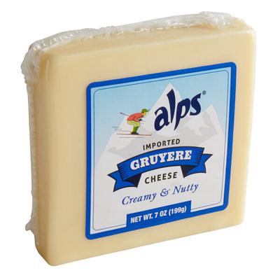 Alps 7 oz. Natural Austrian Mountain Gruyere Cheese Block - 12/Case