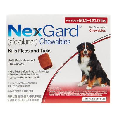 Nexgard For Extra Large Dogs 60.1-120 Lbs (Red) 136mg 6 Chews