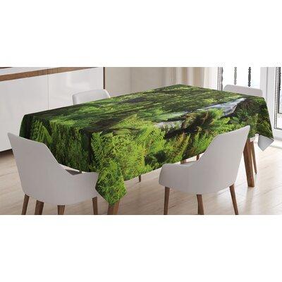 East Urban Home Ambesonne Rainforest Tablecloth, Rainforest w/ Waterfall River Tourist Attraction Tropical Lands Green Theme | 60 D in | Wayfair