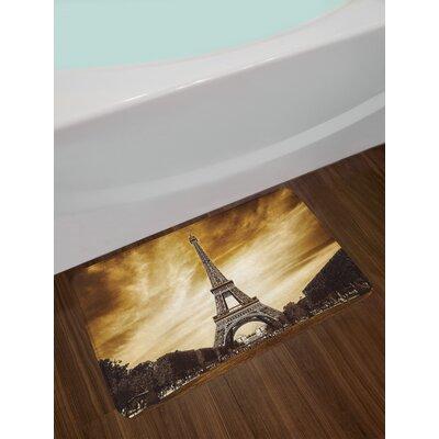 East Urban Home Tourist Attraction in Paris France Toned Skies Abstract Landscape Bath Rug Polyester in Brown | 17.5 W x 29.5 D in | Wayfair