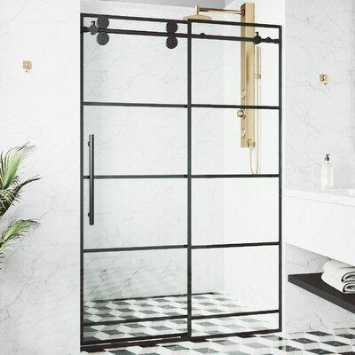 VIGO Elan 60-64" W x 74" H Frameless Sliding Shower Door in Matte w/ 3/8" Clear Glass Tempered Glass in Black | 74 H in | Wayfair VG6041MBSCL6474