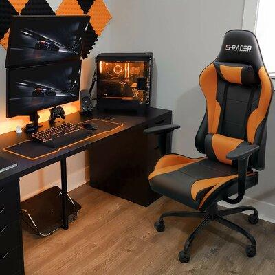 Homall High-Back PC & Racing Game Chair Faux Leather/Upholstered in Orange | 44.8 H in | Wayfair WH-GC8S75