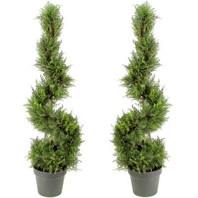 Ophelia & Co. Cypress Leaf Spiral Floor Boxwood Topiary in Pot Plastic | 36 H x 9 W x 9 D in | Wayfair 3BF1743221094D41BD2E01F7D6787C05