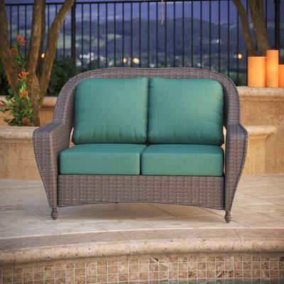 Andover Mills™ Indoor/Outdoor Sunbrella Seat/Back Cushion in Green/Blue, Size 6.0 H x 44.5 W x 25.5 D in | Wayfair DCA4DB6D891A402DBA399D65DAE97073
