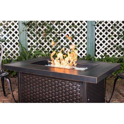 Ebern Designs Longshore Aluminum Propane Fire Pit Table Aluminum in Brown/Gray, Size 24.0 H x 48.0 W x 34.0 D in | Wayfair