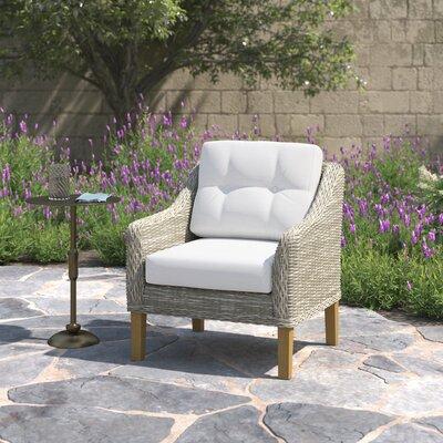 Kelly Clarkson Home Brayden Patio Chair w/ Sunbrella Cushions Wicker/Rattan in Brown/White | 31 H x 30 W x 29 D in | Wayfair NC6510C-PR