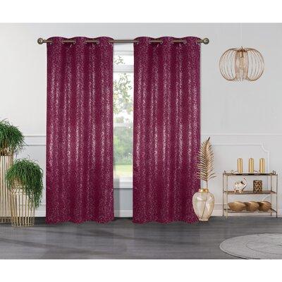 House of Hampton® Lesure Textured Blackout Thermal Grommet Curtain Panels Polyester in Red/Gray | 84 H in | Wayfair