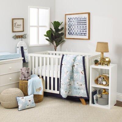 Zoomie Kids Waverly Place Little Explorer World Map 8 Piece Crib Bedding Set Cotton in Blue/Brown/Gray, Size 45.0 W in | Wayfair