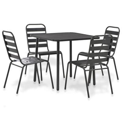 Williston Forge Patio Bistro Set Patio Table & Chair Conversation Set Steel Dark Metal in Gray | Wayfair 8CE5575C26C04525B115D84BA684F9F7