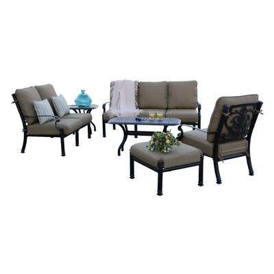 Lark Manor™ Anhar 6-Pc Patio Deep Seating Conversation Set & 21" Square End Table & 21 x 42" Rectangular Table in Brown | Wayfair