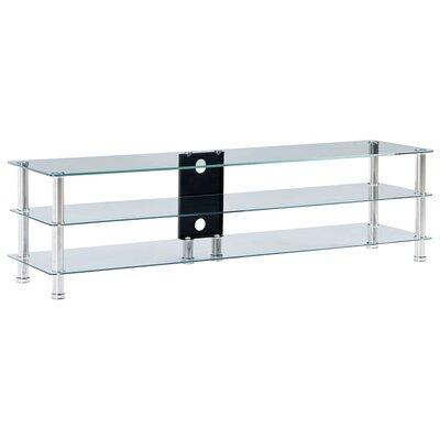 Orren Ellis TV Stand Monitor Stand Desktop Stand TV Unit Transparent Tempered Glass Glass/Metal | 15.7 H in | Wayfair