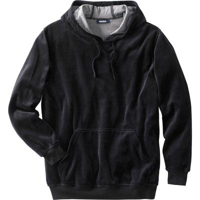Men's Big & Tall Velour Long-Sleeve Pullover Hoodie by KingSize in Black (Size L)