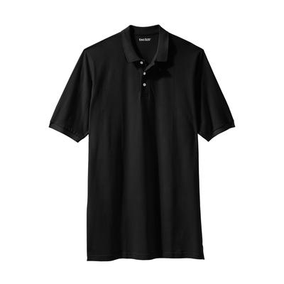 Men's Big & Tall Longer-Length Shrink-Less™ Piqué Polo Shirt by KingSize in Black (Size 5XL)