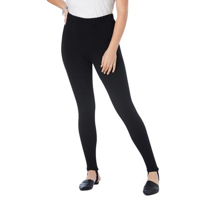 Plus Size Women's Essential Stretch Stirrup Legging by Roaman's in Black (Size 34/36) Activewear Workout Yoga Pants