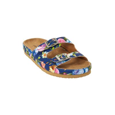 Women's The Maxi Footbed Sandal by Comfortview in Navy Floral (Size 8 1/2 M)