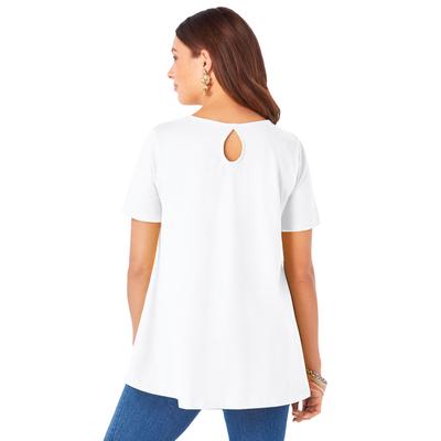 Plus Size Women's Short-Sleeve V-Neck Ultimate Tunic by Roaman's in White (Size 4X) Long T-Shirt Tee