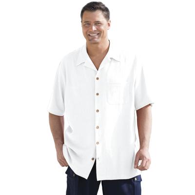 Men's Big & Tall Gauze Camp Shirt by KS Island in White (Size XL)