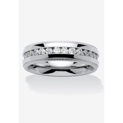 Men's Big & Tall Stainless Steel Cubic Zirconia Channel Set Eternity Bridal Ring by PalmBeach Jewelry in Stainless Steel (Size 14)