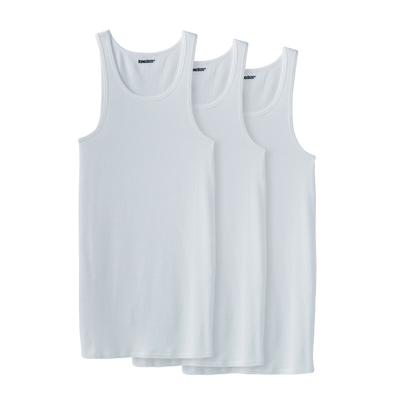 Men's Big & Tall Ribbed Cotton Tank Undershirt 3-Pack by KingSize in White (Size L)