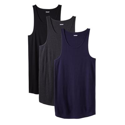 Men's Big & Tall Ribbed Cotton Tank Undershirt 3-Pack by KingSize in Assorted Basic (Size 4XL)