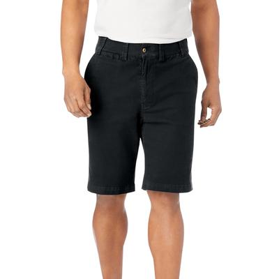 Men's Big & Tall 10" Flex Full-Elastic Waist Chino Shorts by KingSize in Black (Size 64)