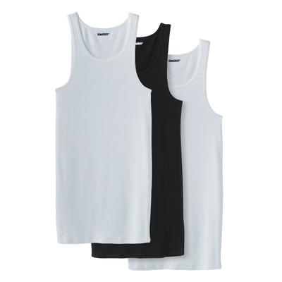 Men's Big & Tall Ribbed Cotton Tank Undershirt 3-Pack by KingSize in Assorted Black White (Size 4XL)