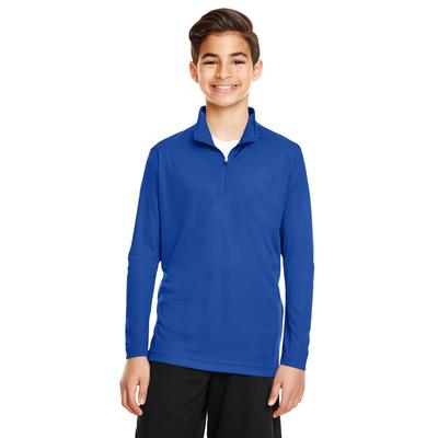 Team 365 TT31Y Youth Zone Performance Quarter-Zip T-Shirt in Sport Royal Blue size XL | Polyester