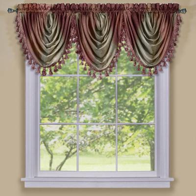 Wide Width Ombre Waterfall Valance by Achim Home Décor in Burgundy (Size 46