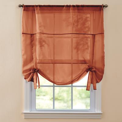 Wide Width BH Studio Sheer Voile Tie-Up Shade by BH Studio in Autumn Leaves (Size 32" W 63" L) Window Curtain
