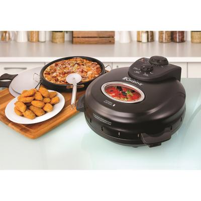 Euro Cuisine 12" Rotating Pizza Maker with Stone & Baking Pan by Euro Cuisine in Black