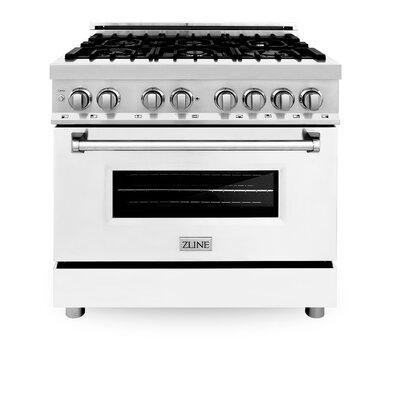 ZLINE 36" 4.6 cu. ft. Dual Fuel Range w/ Gas Stove & Electric Oven, Stainless Steel in White | 36 H x 36 W x 28 D in | Wayfair RA-WM-36