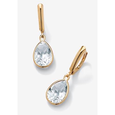 Gold over Sterling Silver Drop EarringsPear Cut Simulated Birthstones by PalmBeach Jewelry in April