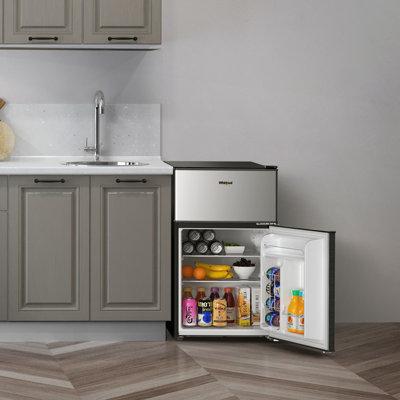 Whirlpool 3.1 cu. ft. Freestanding Mini Refrigerator w/ Freezer Stainless Steel in Black/Gray, Size 32.8 H x 19.1 W x 21.1 D in | Wayfair WHR31TS4E