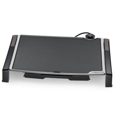 Presto Tilt and Fold 254 sq. in. Black Electric Griddle with Temperature Sensor, Gloss