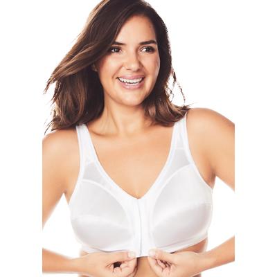 Plus Size Women's Front-Close Satin Wireless Bra by Comfort Choice in White (Size 40 B)