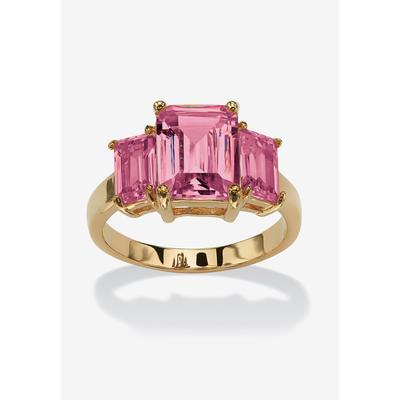 Yellow Gold-Plated Simulated Emerald Cut Birthstone Ring by PalmBeach Jewelry in October (Size 5)
