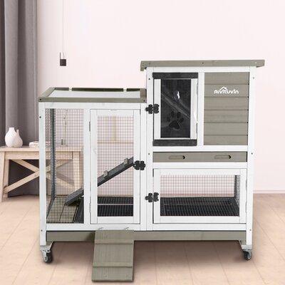Aivituvin Weather Resistant Small Animal Hutch w/ Ramp Solid Wood (common for Rabbit Hutches) in Brown, Size 36.2 H x 39.4 W x 23.6 D in | Wayfair