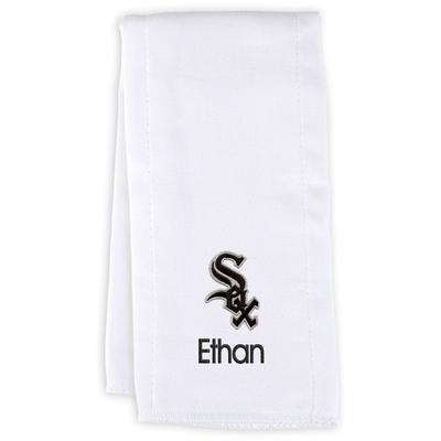 Infant White Chicago Sox Personalized Burp Cloth