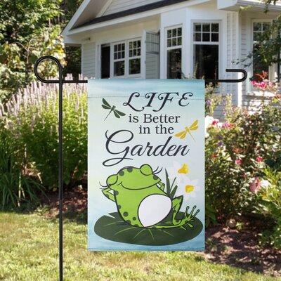 Northlight Seasonal Life is Better in the Garden Green Frog Outdoor House Flag in Green/Gray, Size 18" H x 12.5" W | Wayfair NORTHLIGHT FG29872