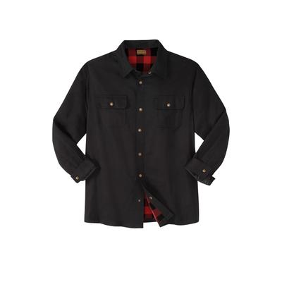 Men's Big & Tall Flannel-Lined Twill Shirt Jacket by Boulder Creek® in Black (Size 4XL)