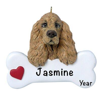 The Holiday Aisle® Cocker Spaniel Personalized Hanging Figurine Ornament Plastic in Brown/White | 3 H x 3.25 W x 0.5 D in | Wayfair